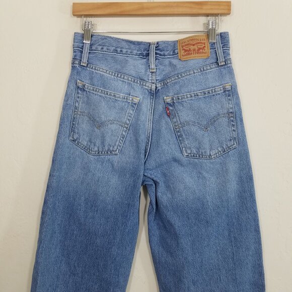 Levi's '94 Baggy Cropped Raw Hem Distressed Jeans Blue Size 25 - Picture 6 of 6